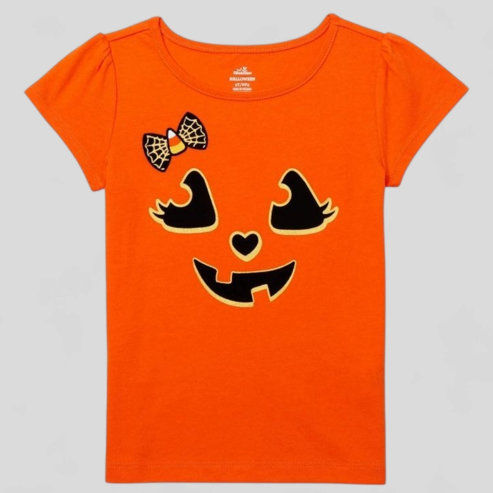 🎉 Way to Celebrate Toddler Girl's Halloween Pumpkin T-Shirt – Size 4T, Orange